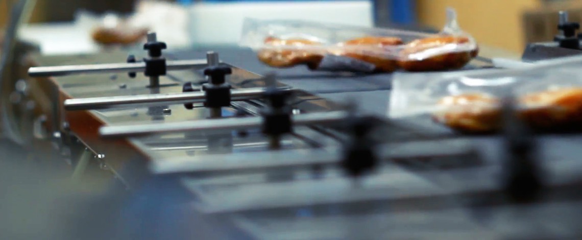 Food being packaged